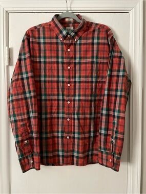 Vintage J. Crew Red and Green Plaid Button-Down Shirt